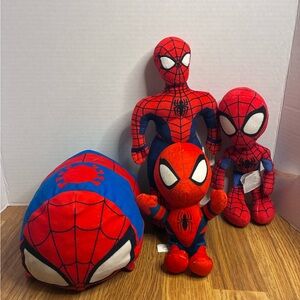 4 Marvel Comics Spiderman Plushies Toy Bundle Lot Spider-Man Peter Parker Small